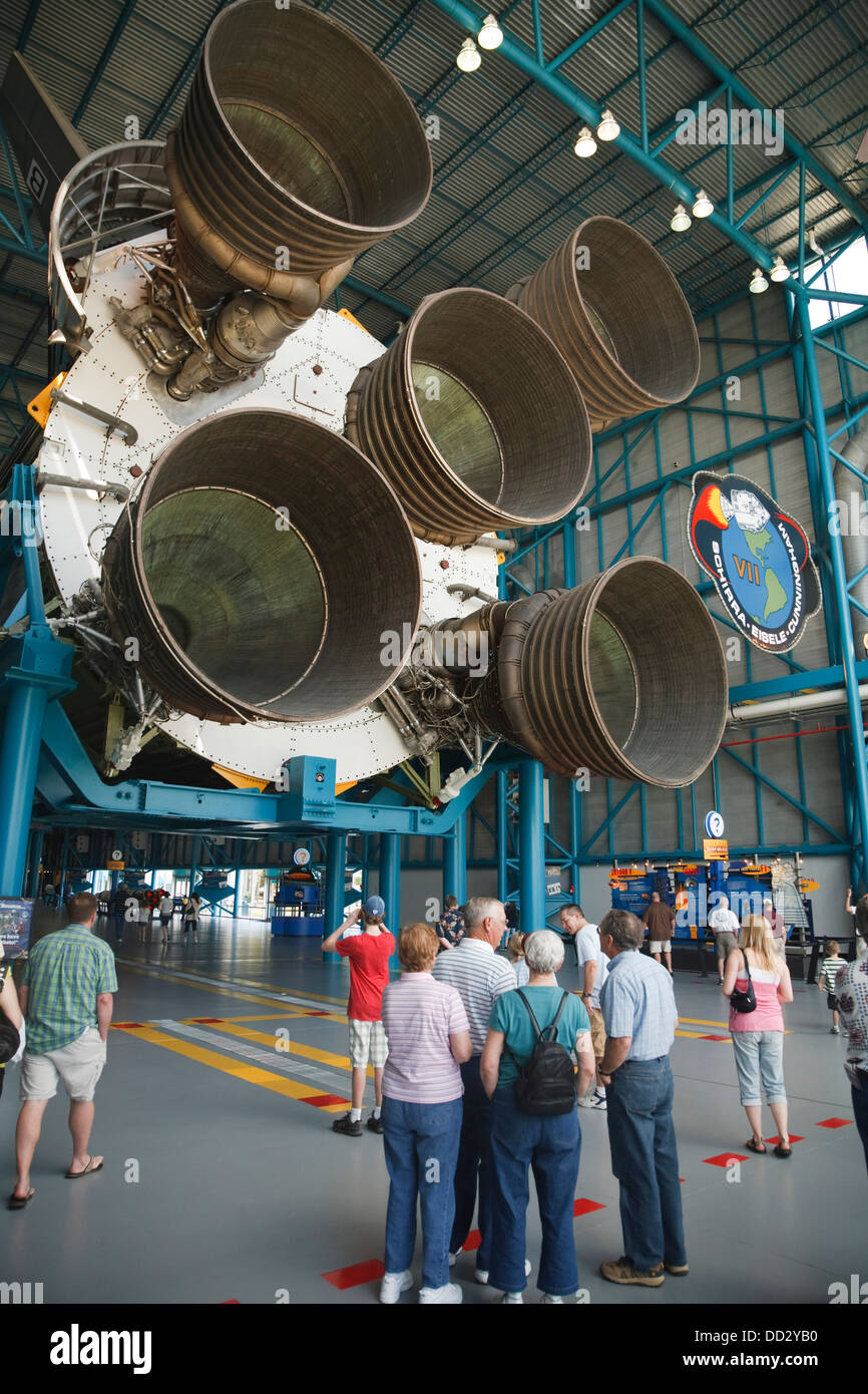 Saturn V-Rakete am John F Kennedy Space Center, Cape Canaveral, Florida Stockfoto