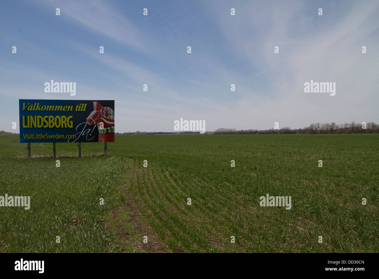 Zeichen. Willkommen bei Lindsborg, wenig Schweden. Kansas. Stockfoto