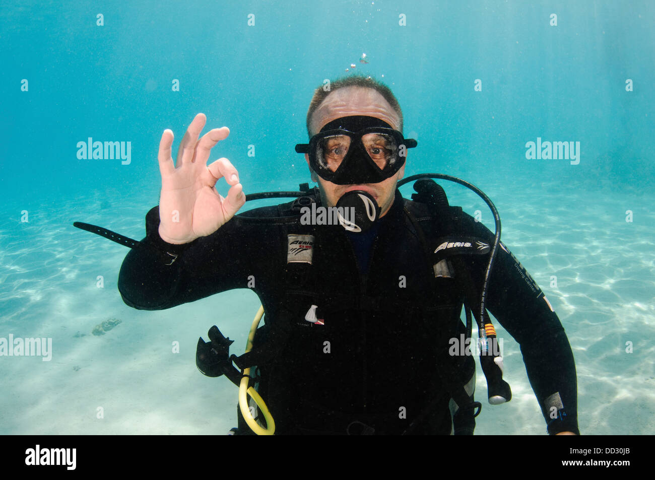 Unterwasser Handzeichen Stockfoto