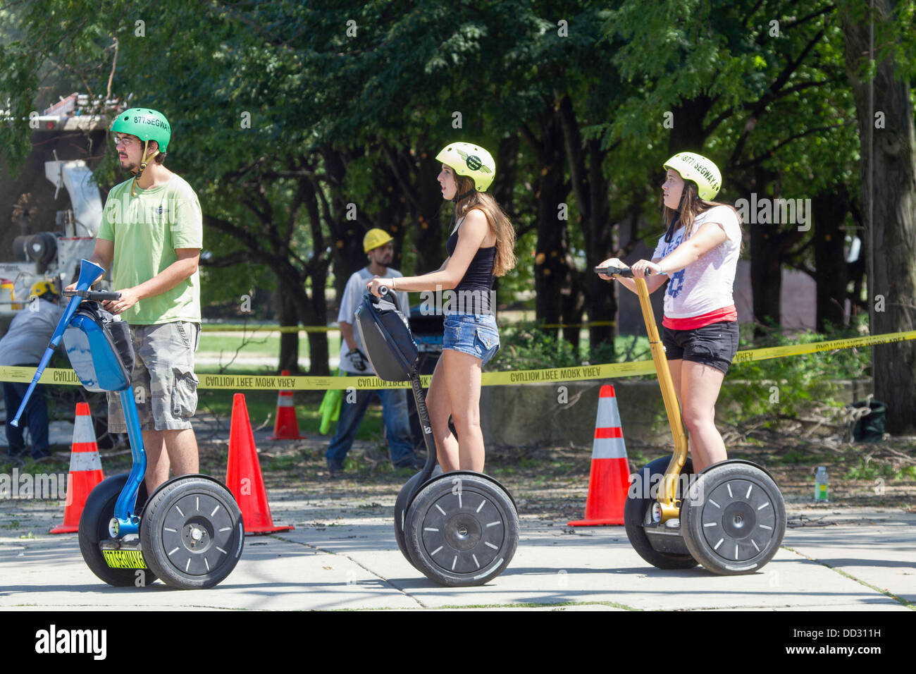 Segway-Touren im Millennium Park, Chicago, IL, USA Stockfoto