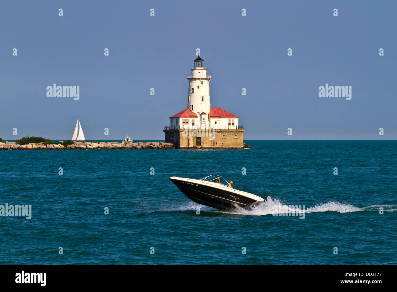 Chicago-Hafen-Leuchtturm. Chicago, IL, USA Stockfoto