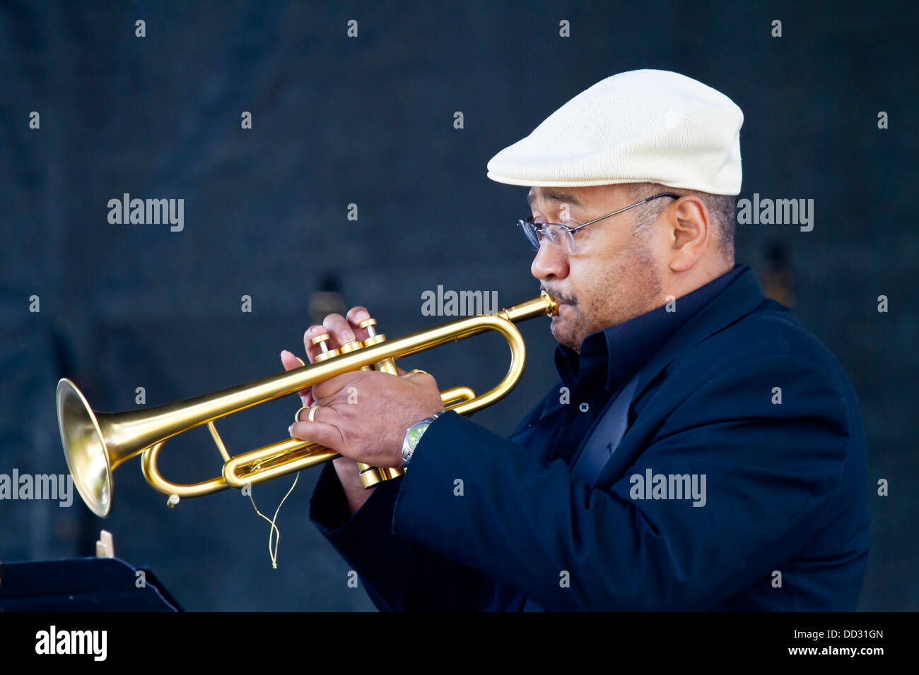 Ein Trompeter beim Chicago Jazz festival Stockfoto