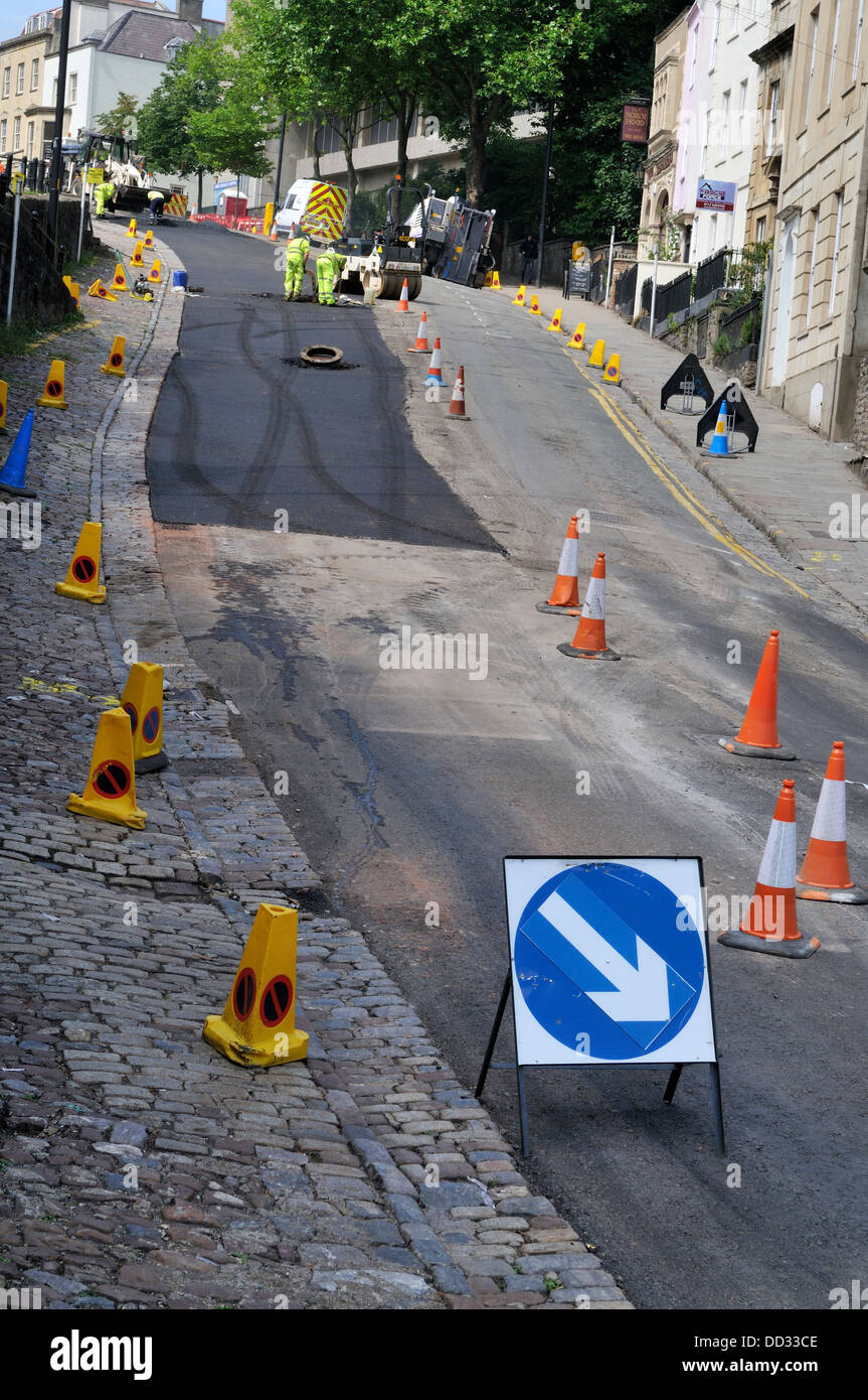 Straßenarbeiten Oberflächenersatz Oberfläche, UK Stockfoto