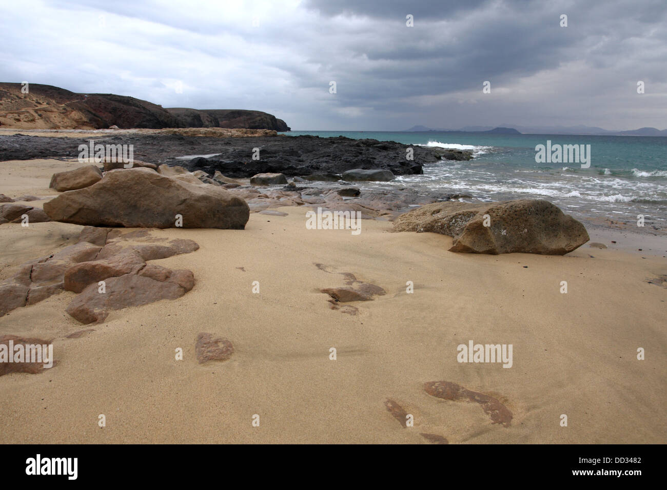 Papagayo Beach am bewölkten Tag Stockfoto