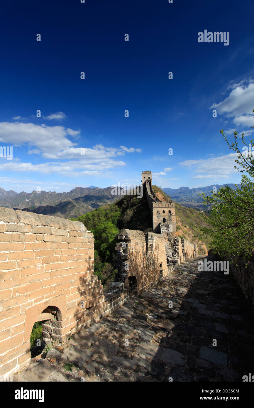 Die chinesische Mauer in der Nähe von Jinshanling Dorf, Provence, Peking, Asien. Stockfoto