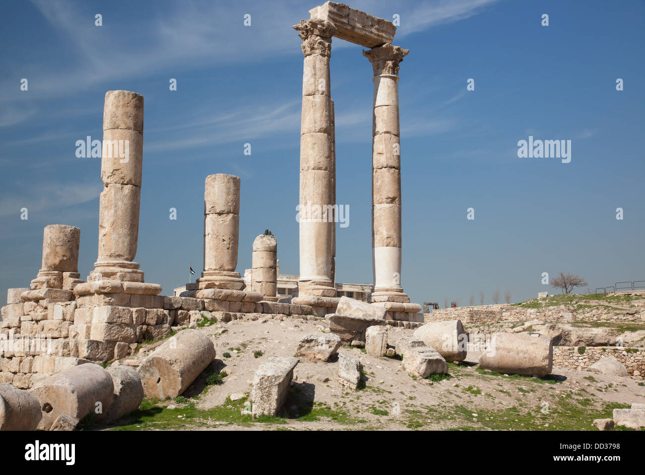 Amman, Jordanien, die Zitadelle. CA. Februar 2013. Ruinen in der Mitte einer Nahen Osten Stadt Stockfoto