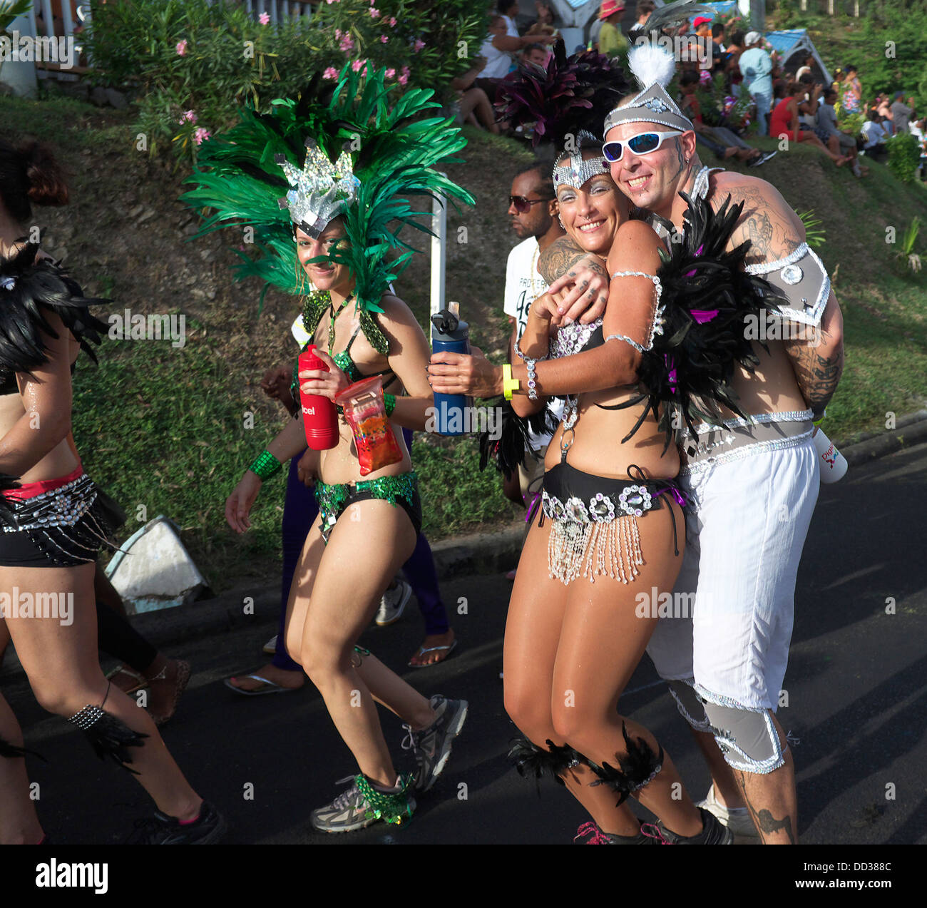 Grenada, karibischen Karneval mit ihren Höhepunkt mit der farbenprächtigen Parade Spice Mas 2013 Stockfoto