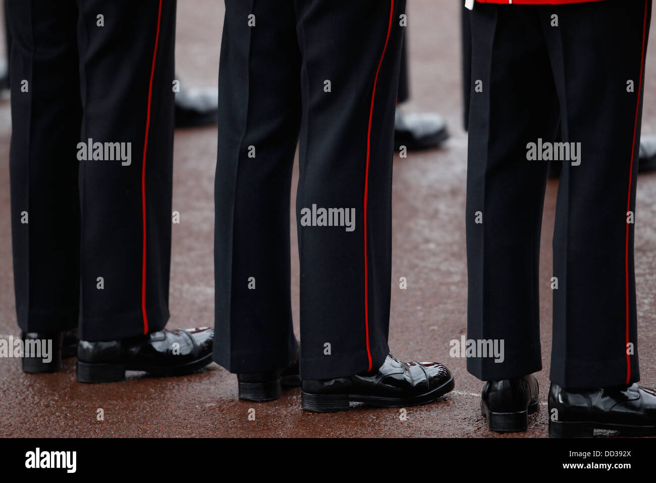 Eine Ehrengarde Linien der Mall verlässt Königin Elizabeth II für die Parlamentseröffnung Buckingham Palace Stockfoto