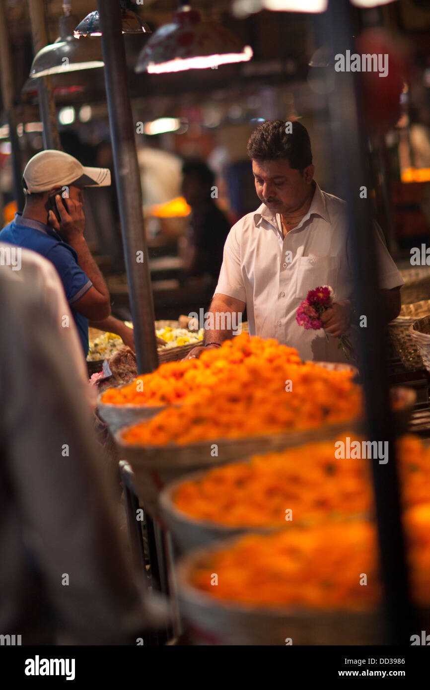 Dadar Blumenmarkt in Mumbai, Indien Stockfoto