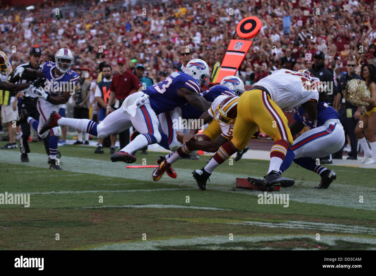 Samstag, den 24. August, 20133, beherbergt Washington Redskins die Buffalo Bills in FedEx Field in Landover Maryland für das dritte Spiel der Vorsaison. Washington Redskins gewinnen 30-7. Stockfoto