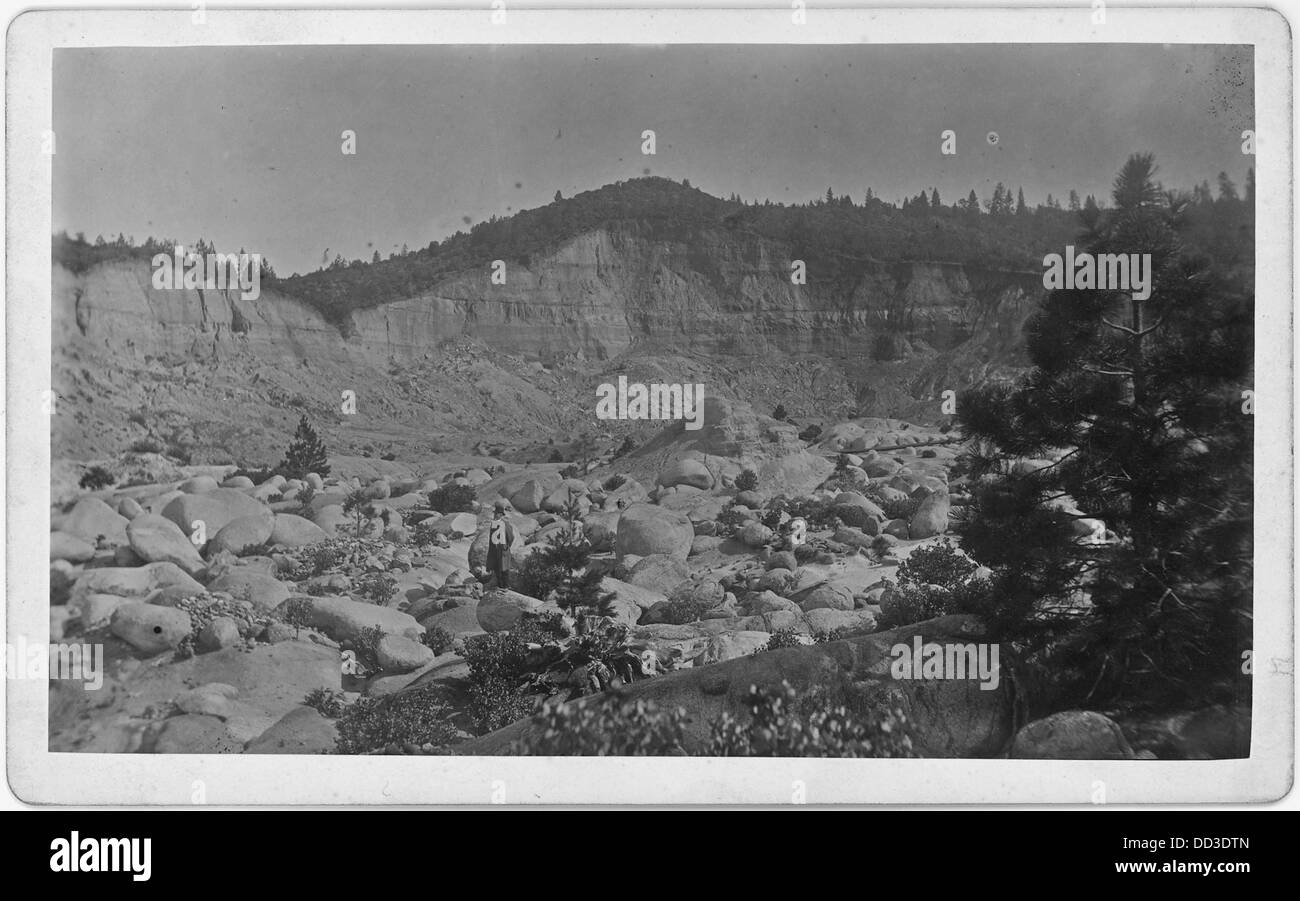 Dies ist ein Foto aus dem Fall Edwards Woodruff gegen North Bloomfield Mining Company, Teil der juristischen Beweise in einem Streit im 19. Jahrhundert über Bergbaubetriebe. Stockfoto