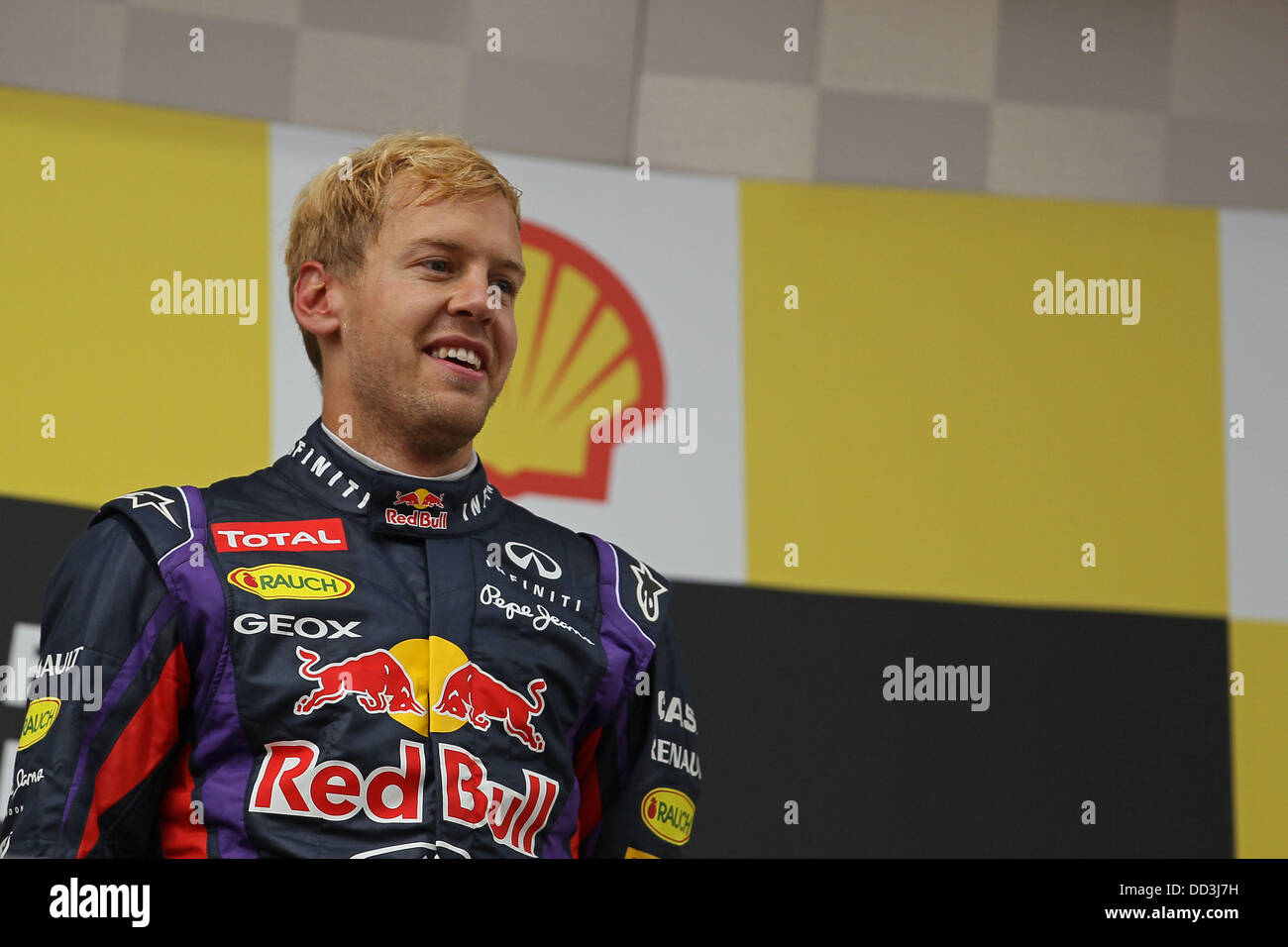 Spa Francorchamps, Belgien. 25. August 2013. Formual 1 grand Prix von Belgien. Sebastian Vettel holt sich den Sieg beim belgischen GP Nachdem Lewis Hamilton auf der Pole gestartet. Bildnachweis: Aktion Plus Sport/Alamy Live-Nachrichten Stockfoto