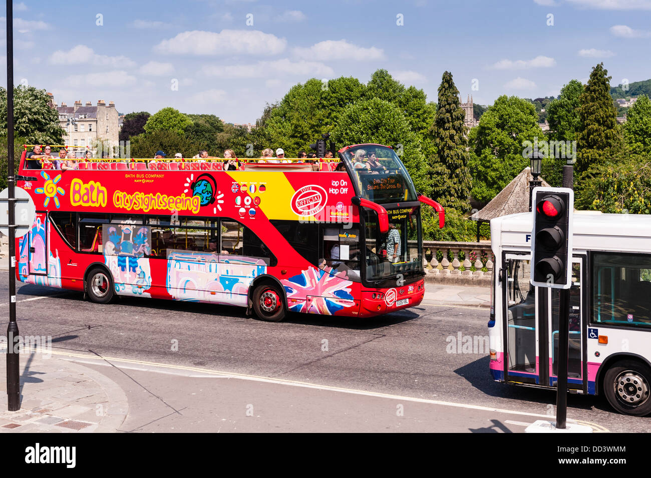Eine Stadtrundfahrt-Bus in Bath, Somerset, England, Großbritannien, Großbritannien Stockfoto