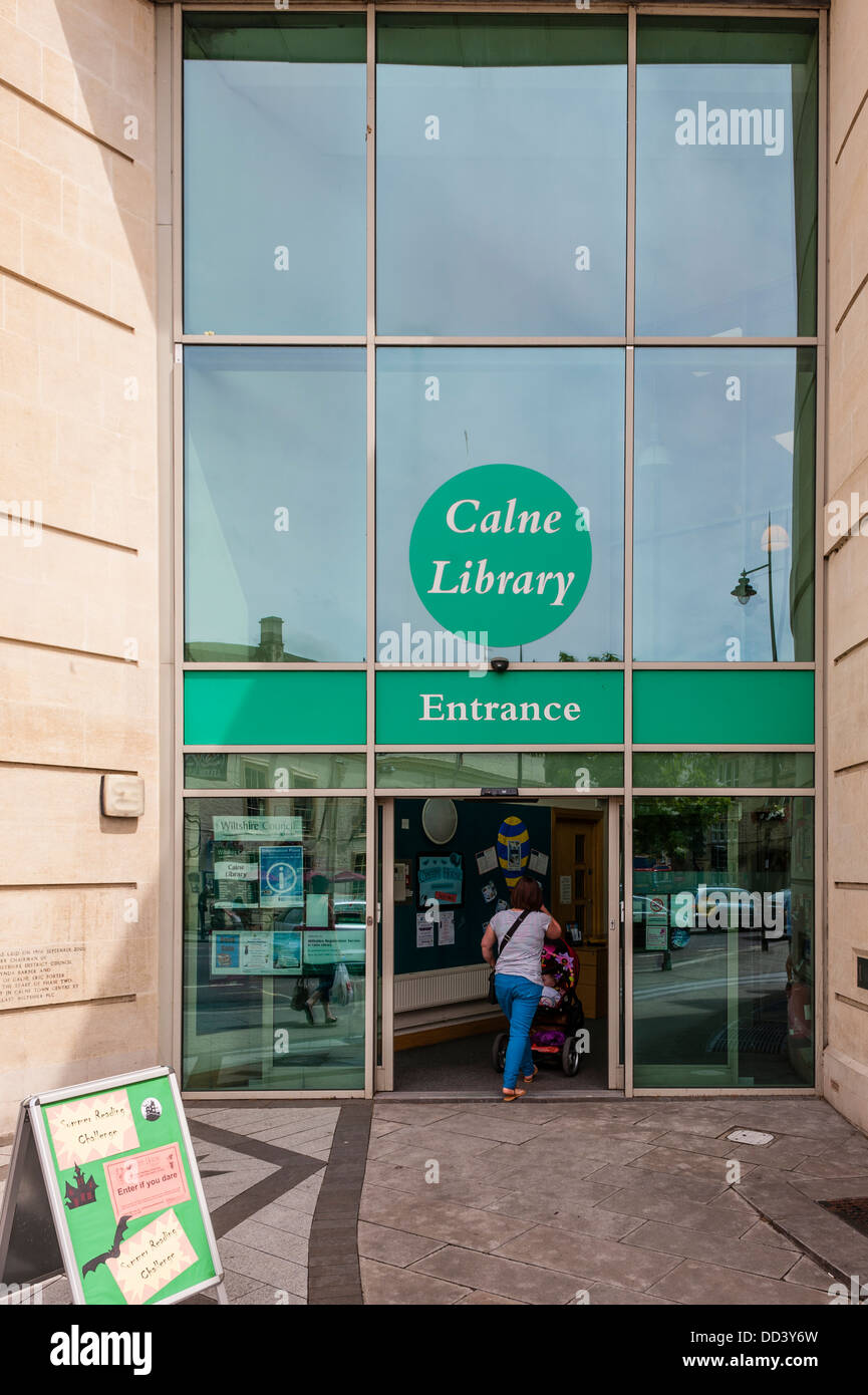 Die Bibliothek in Calne, Wiltshire, England, Großbritannien, Uk Stockfoto