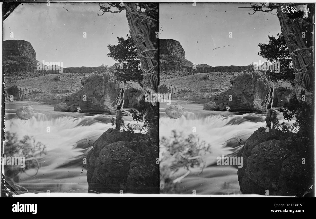 Ein malerischer Blick auf die Shoshone Falls am Snake River in Idaho bietet ein dramatisches Wasserspiel in der natürlichen Landschaft. Stockfoto