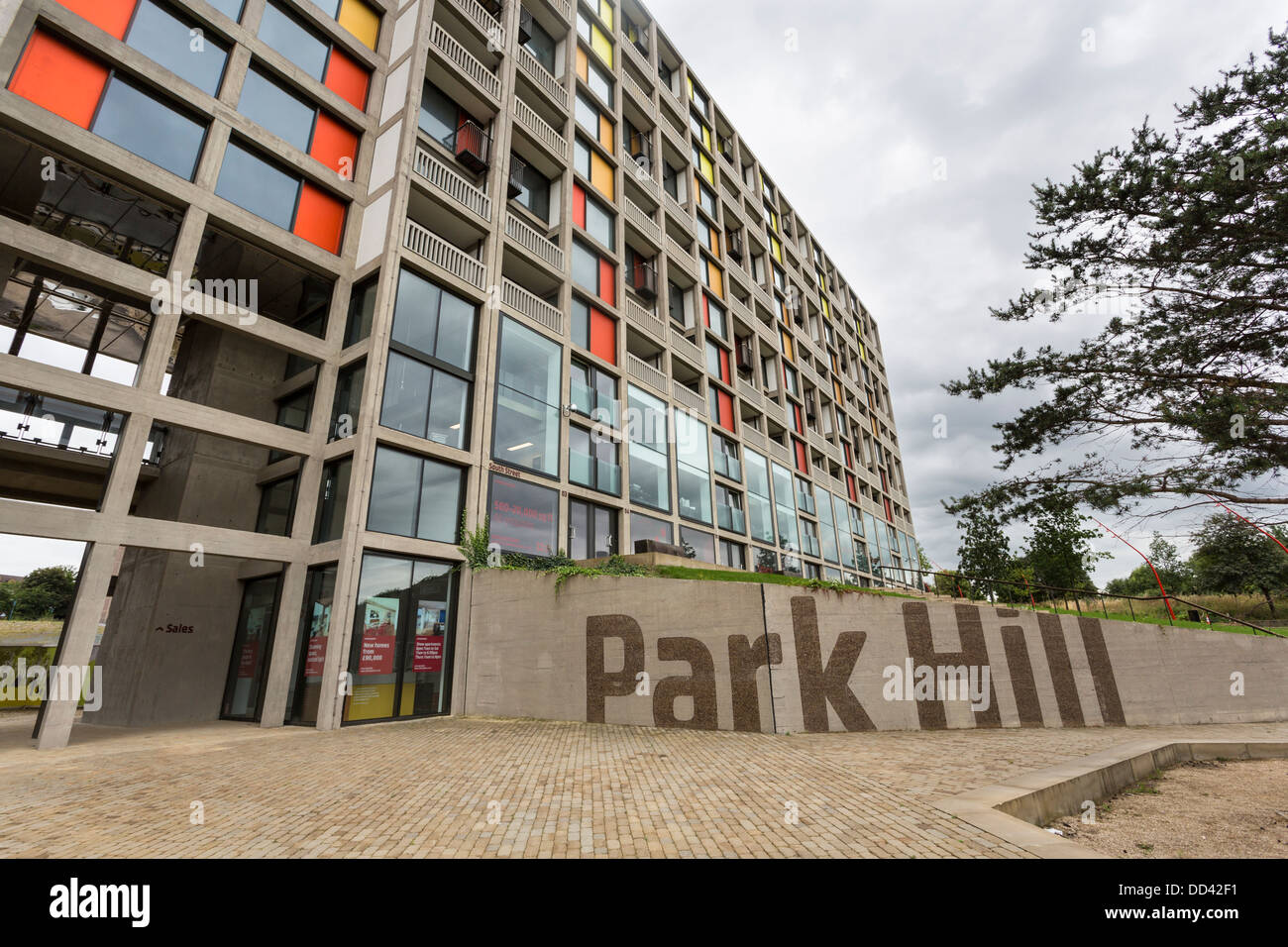 Park-Hill-Estate, Sheffield, renovierte Einheiten von Urbansplash. Stockfoto