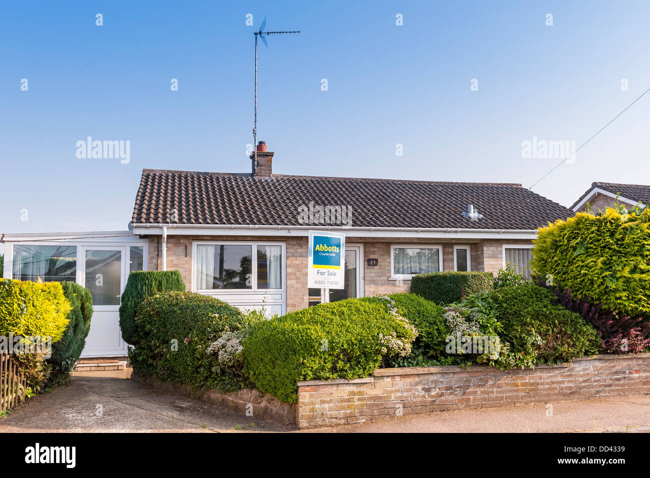 Ein Bungalow zu verkaufen in Beccles, Suffolk, England, Großbritannien, UK Stockfoto