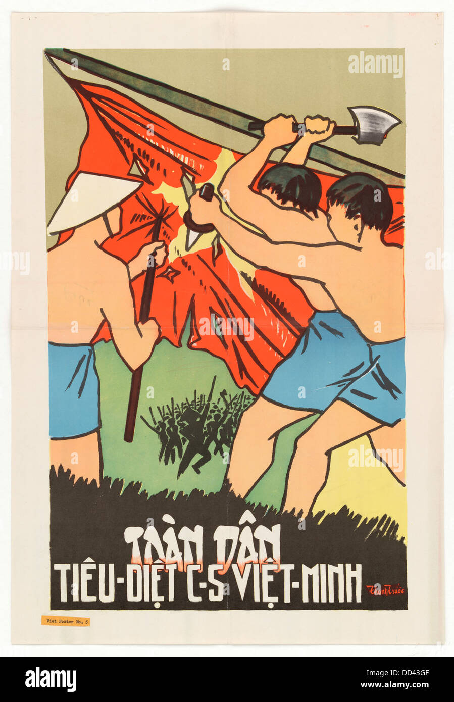 Ein Vintage-Poster aus der Zeit des Vietnamkriegs, das das politische und soziale Klima während dieser Zeit widerspiegelt, das oft mit Antikriegsbewegungen und kulturellen Ausdrucksformen in Verbindung gebracht wird. Stockfoto
