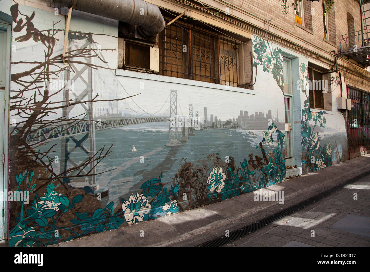 Wandbild Jack Kerouac Straße im Financial District in San Francisco, Kalifornien. Stockfoto