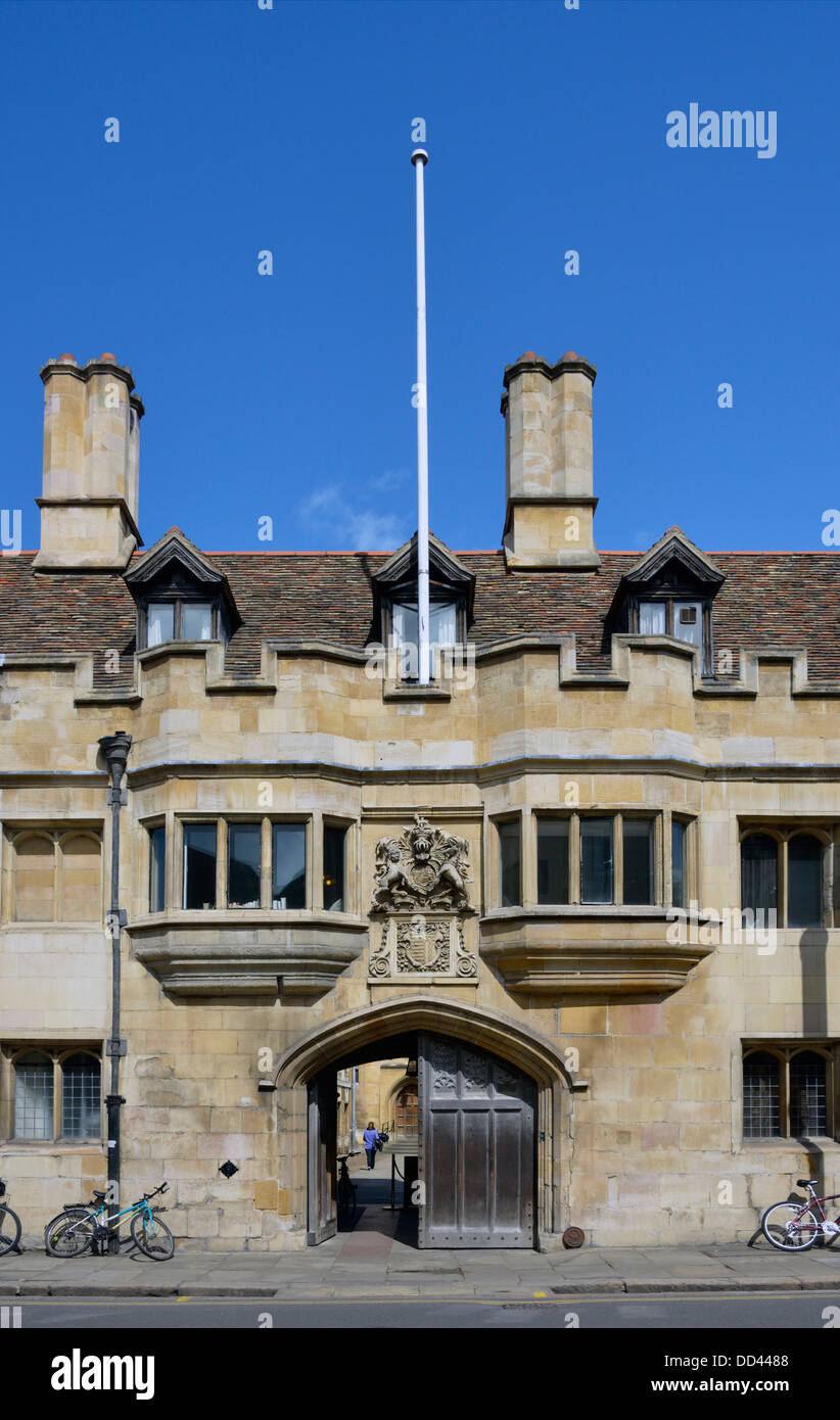 Das Torhaus. Pembroke College, Universität Cambridge, Cambridgeshire, England, Vereinigtes Königreich, Europa. Stockfoto