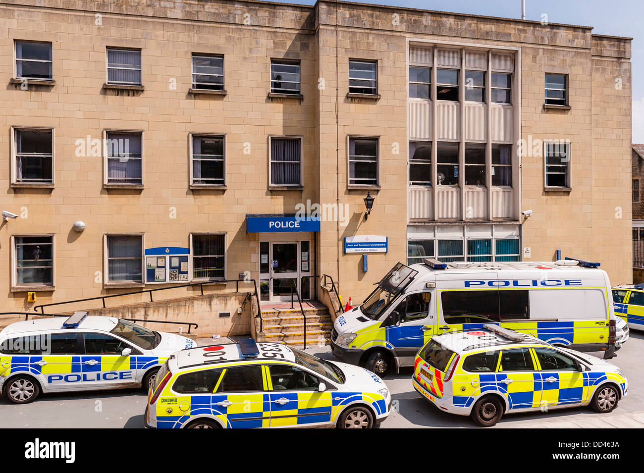 Avon und Somerset Constabulary Polizeistation in Bath, Somerset, England, Großbritannien, Großbritannien Stockfoto