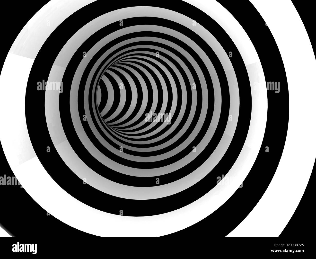 schwarze und weiße Streifen Tunnel, 3d Konzept Stockfoto