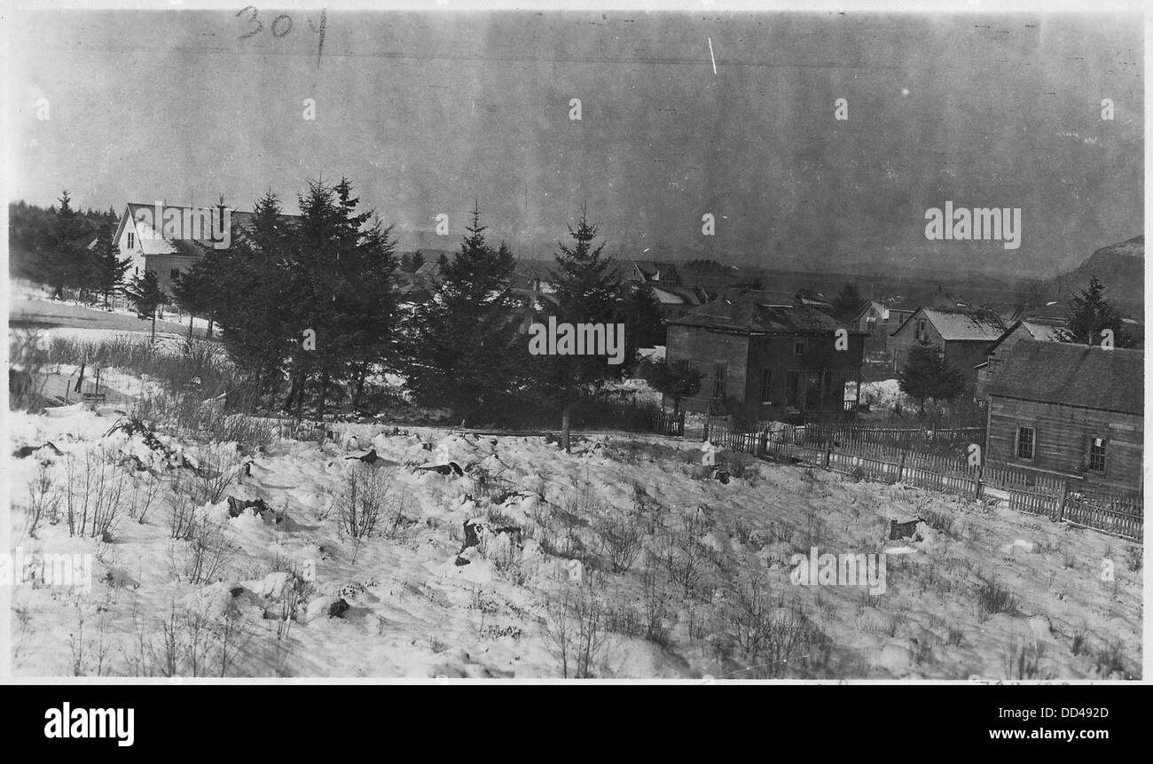 Blick auf Metlakahtla Boden vor Hütte Regierung Lehrer entnommen. Links nach rechts, Ed. Verney Haus...--297399 Stockfoto