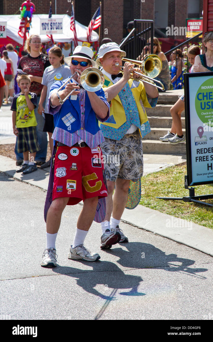 Indiana State Fair "Bürgersteig Stompers" clown band Stockfoto