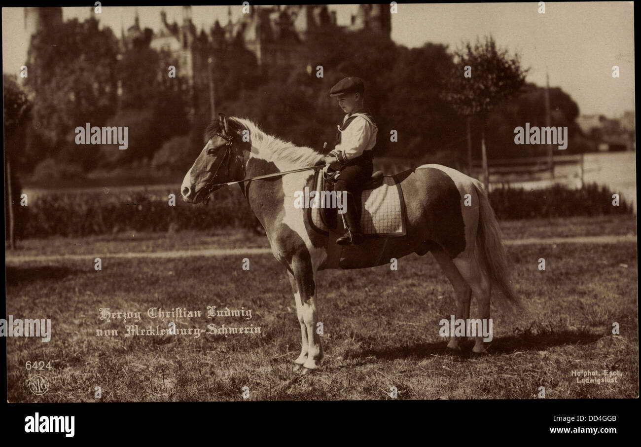 AK Herzog Christian Ludwig von Mecklenburg-Schwerin, Pferd, NPG 6424; Stockfoto