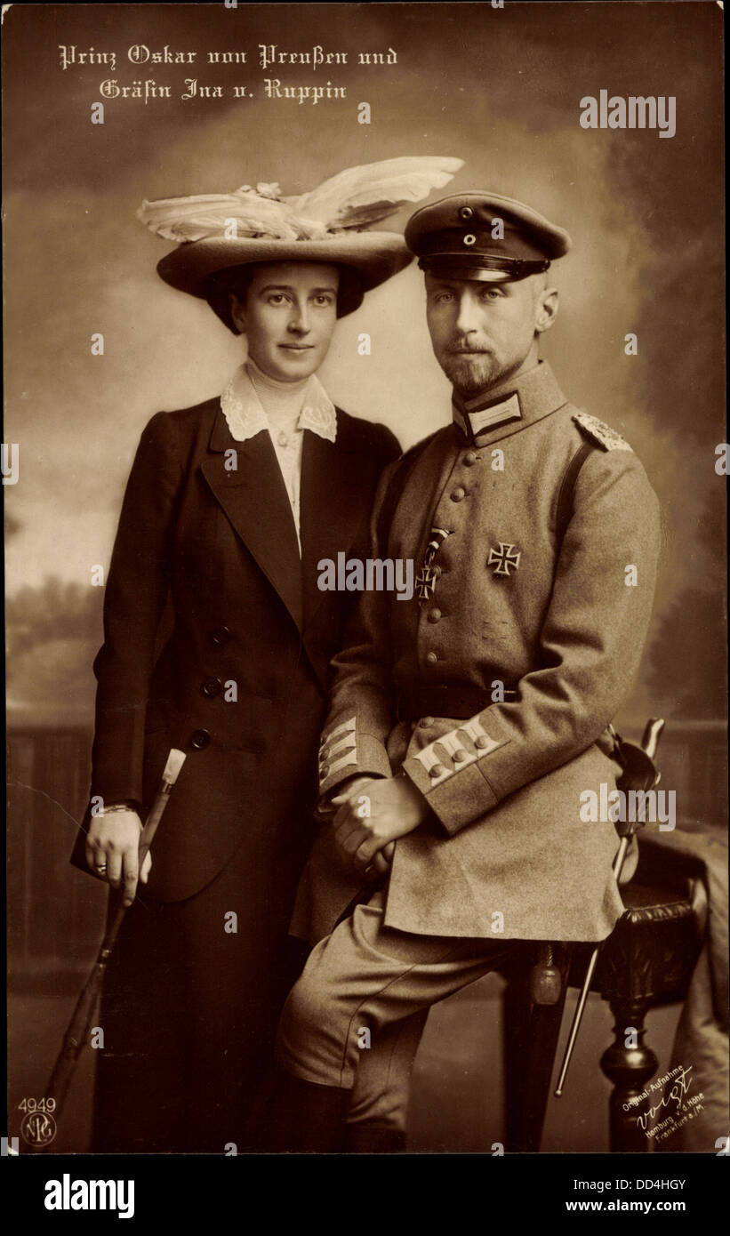 AK Prinz Oskar von Preußen Mit Gräfin Ina Marie von Ruppin, NPG 4949; Stockfoto