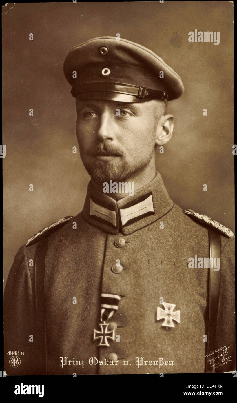 AK Prinz Oscar von Preußen, NPG 4948 a, Uniform, Eisernes Kreuz; Stockfoto