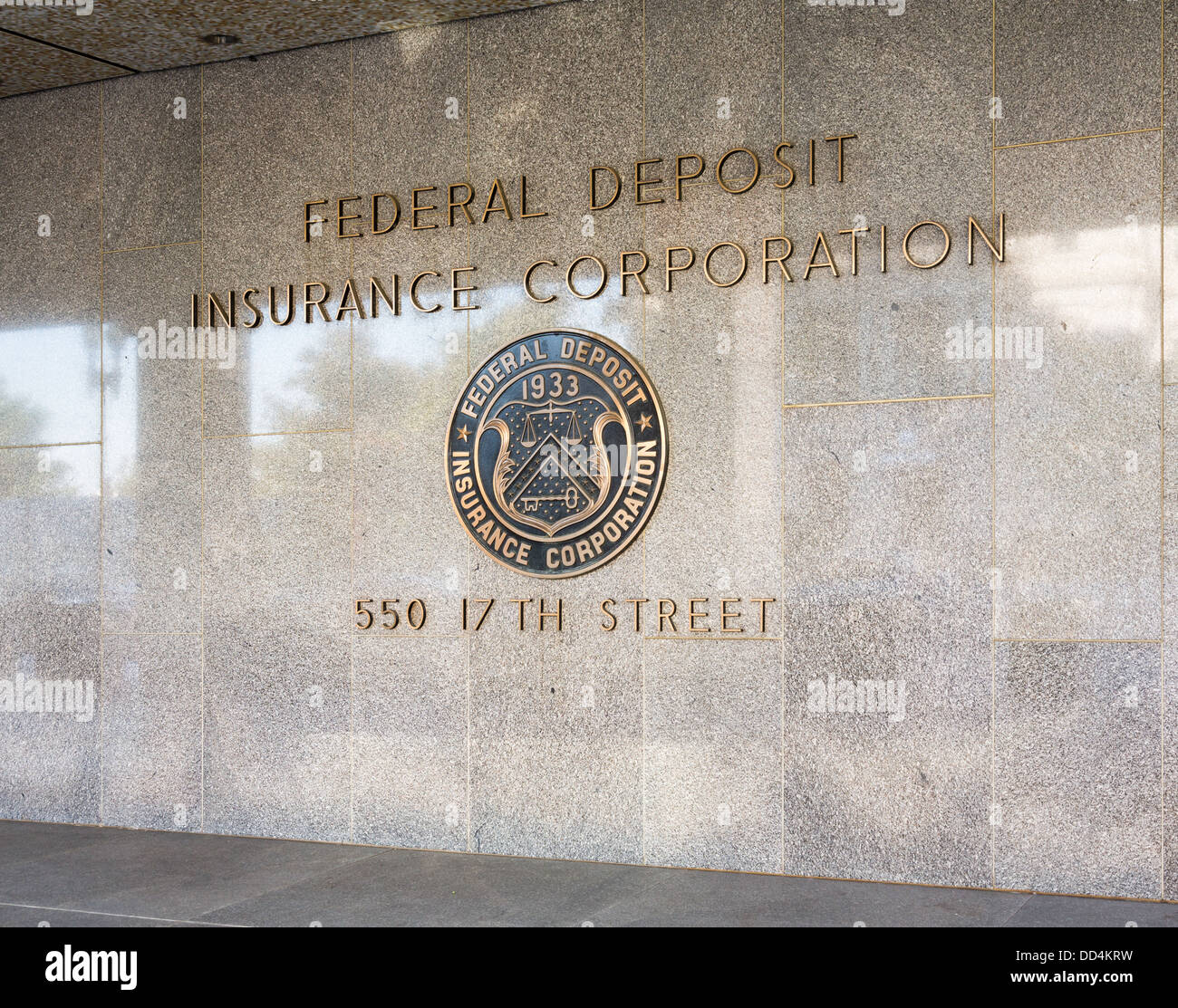 Siegel des Bundes einzahlen Insurance Corporation (FDIC) an 17. Street NW, Washington DC Stockfoto