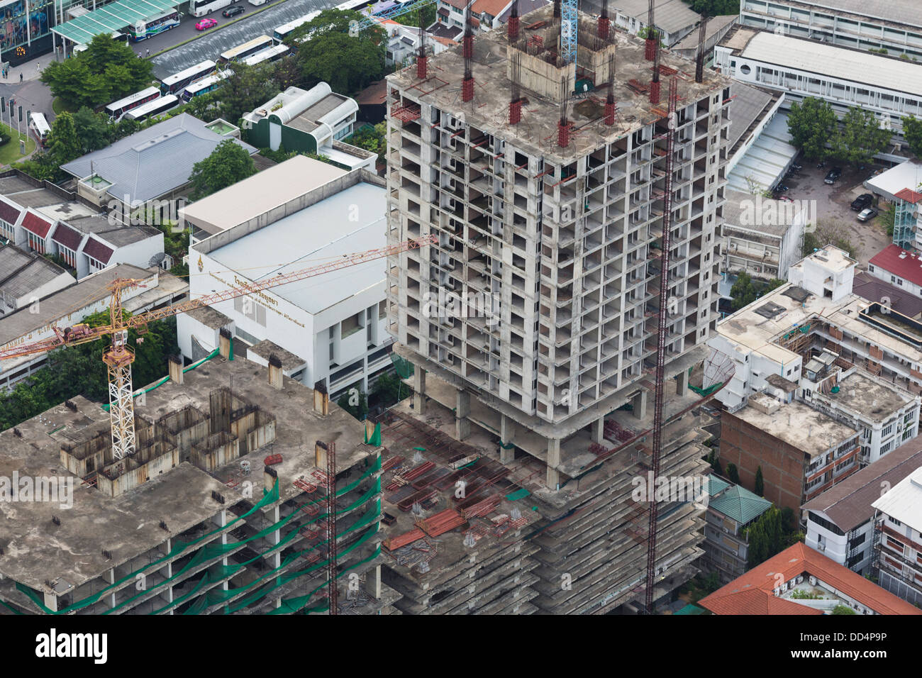 Bauarbeiten in Bangkok, der Hauptstadt von Thailand, von oben Stockfoto