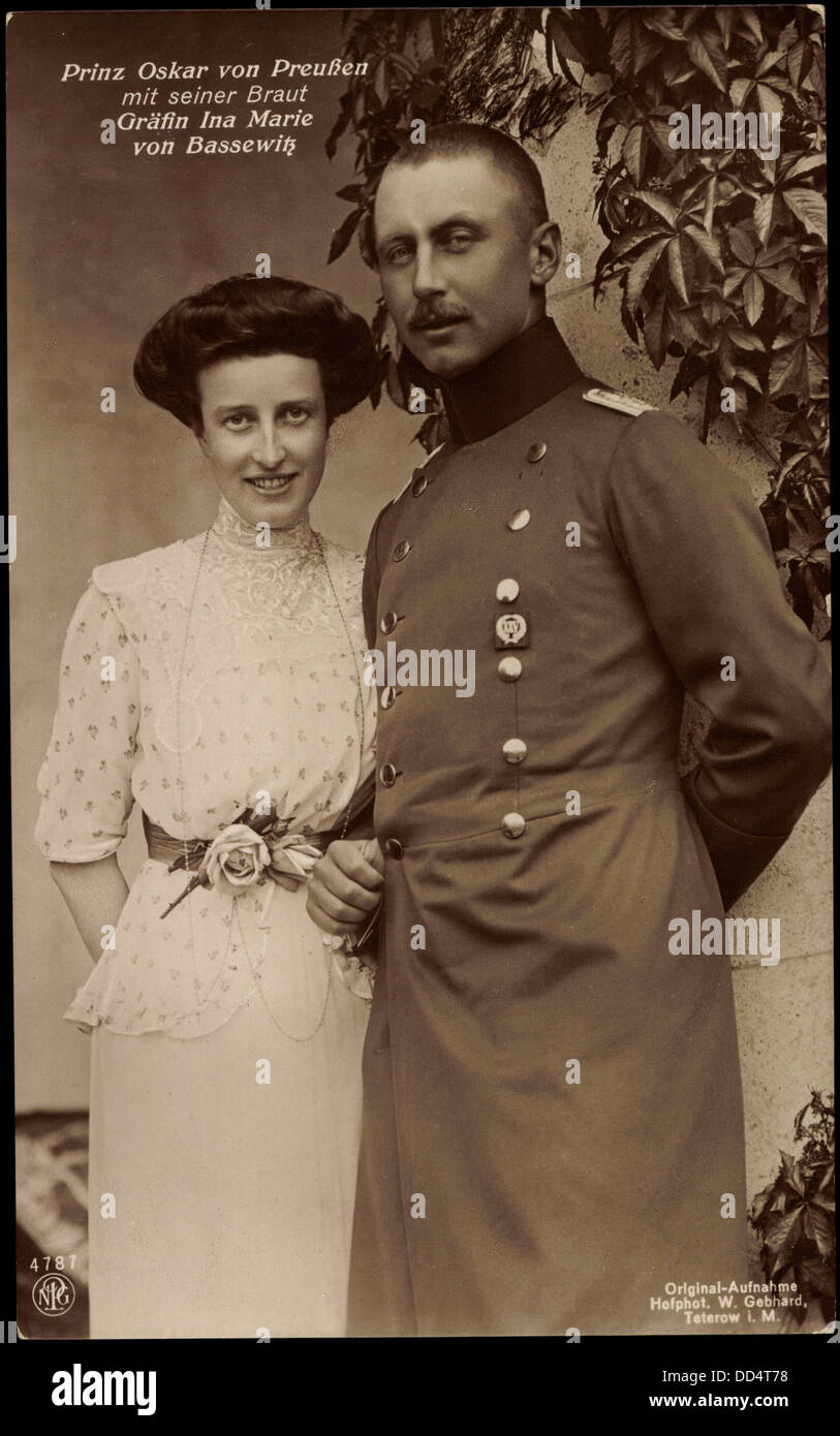 AK Prinz Oscar von Preußen, NPG-4787 Braut Gräfin Ina Marie von Bassewitz; Stockfoto