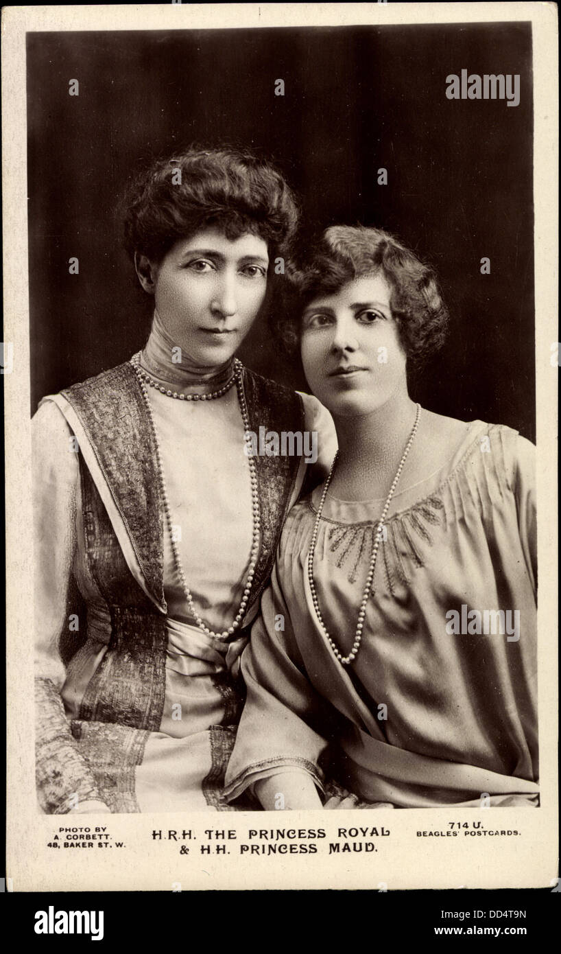 AK seiner königlichen Hoheit Prinzessin Royal und H.H. Princess Maud; Stockfoto