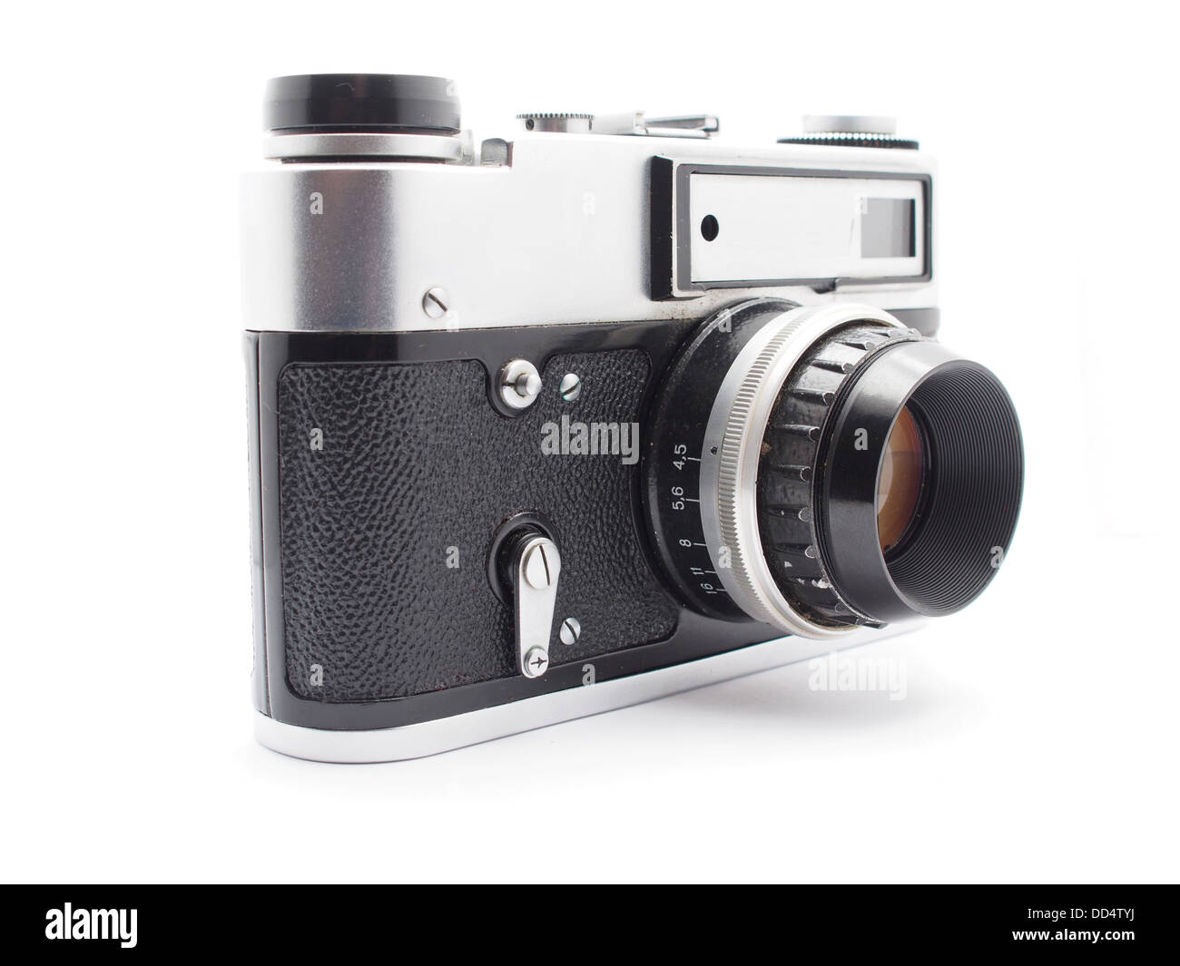 Alte Kamera auf weißem Hintergrund Stockfoto