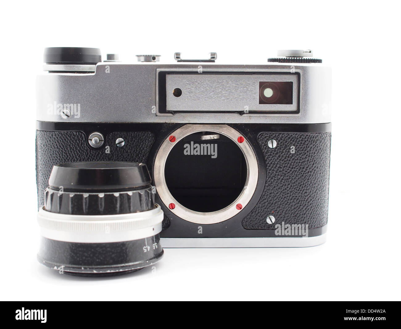 Alte Kamera auf weißem Hintergrund Stockfoto