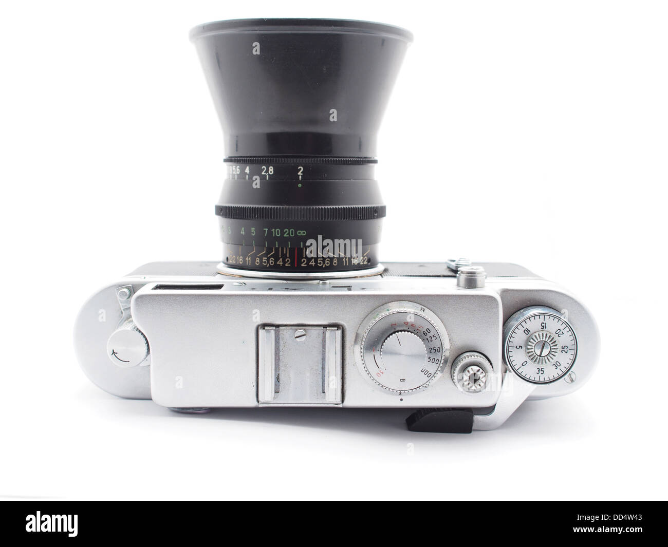 Alte Kamera auf weißem Hintergrund Stockfoto