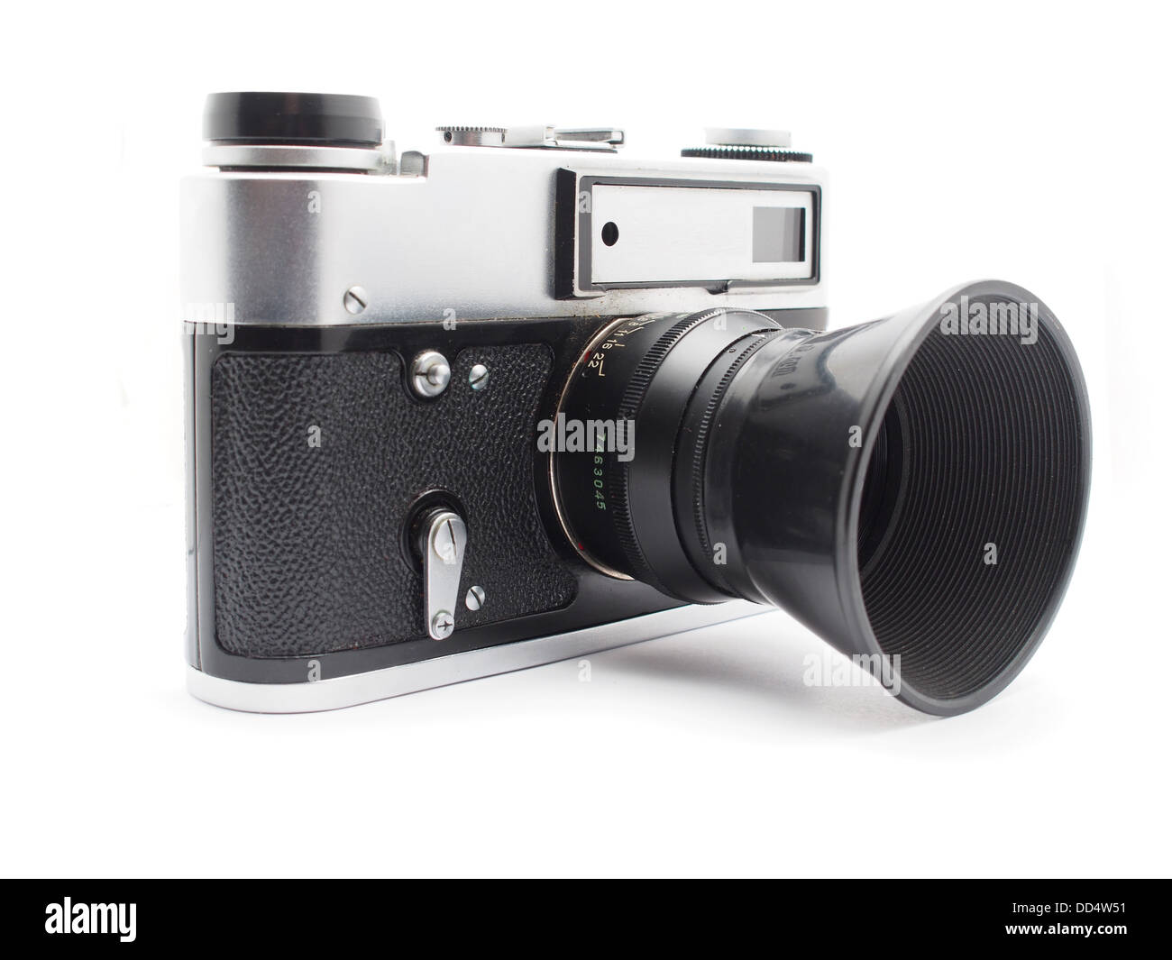 Alte Kamera auf weißem Hintergrund Stockfoto