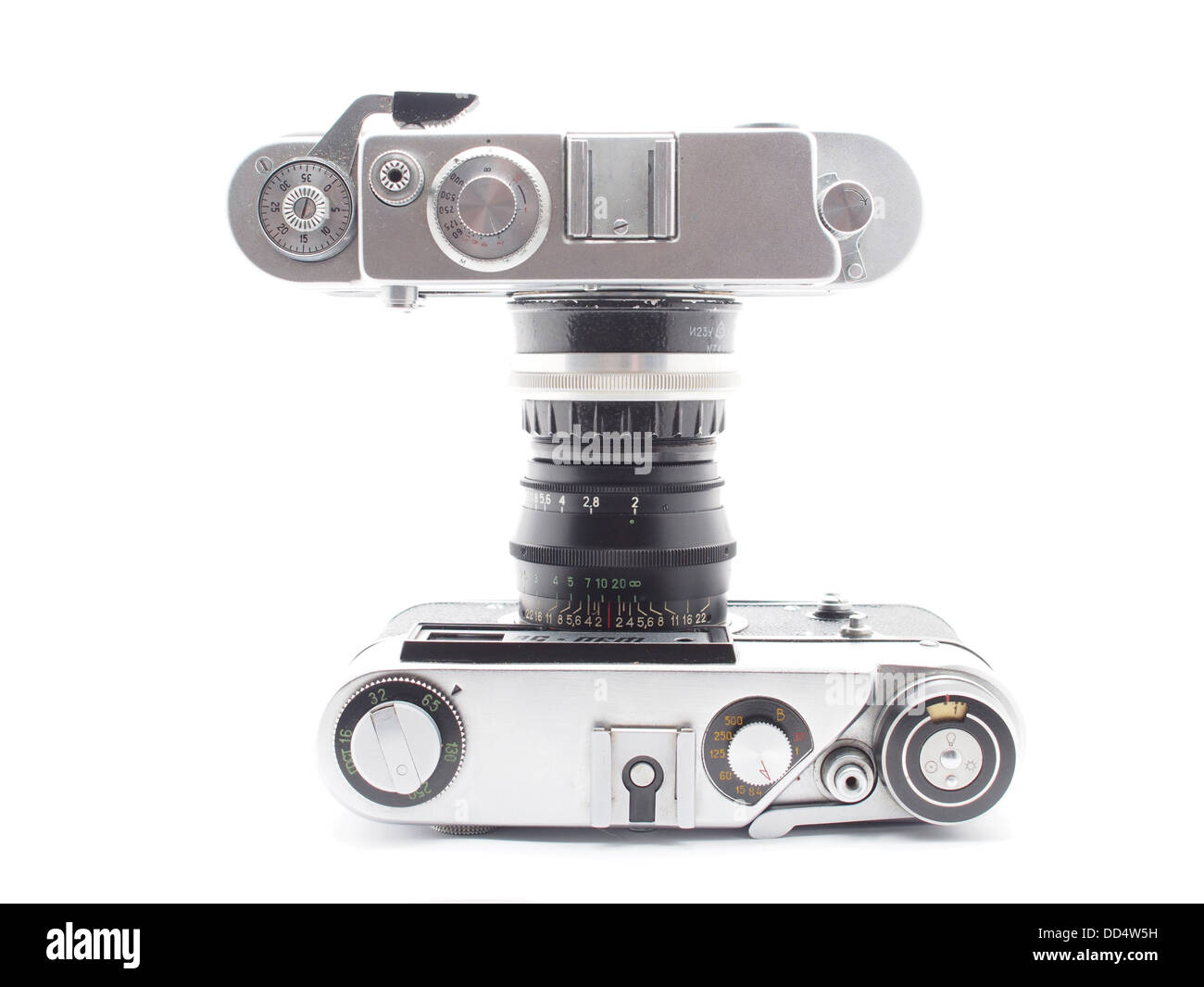 Alte Kamera auf weißem Hintergrund Stockfoto