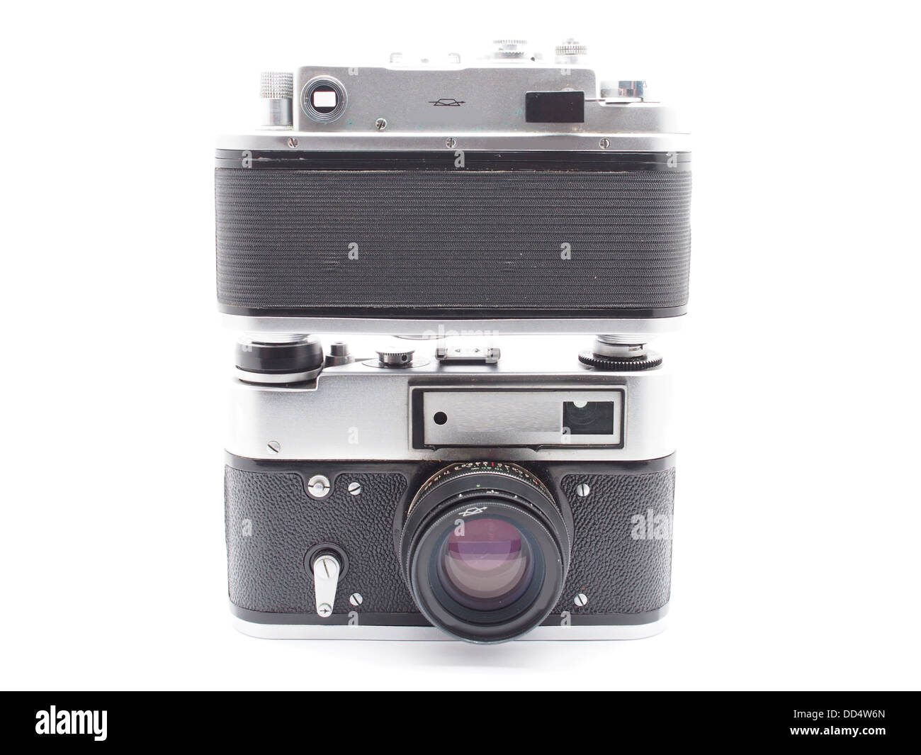 Alte Kamera auf weißem Hintergrund Stockfoto