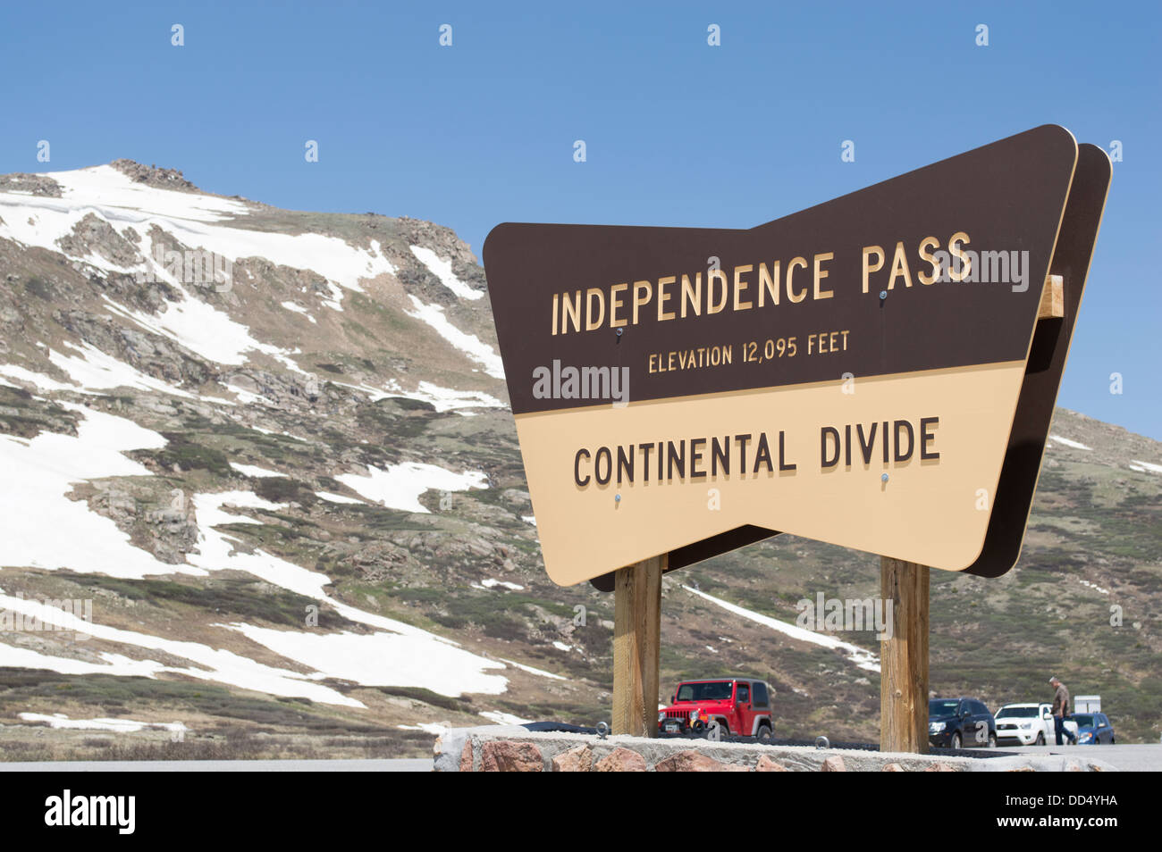 Der Gipfel des Independence Pass südlich von Aspen, Colorado. Stockfoto