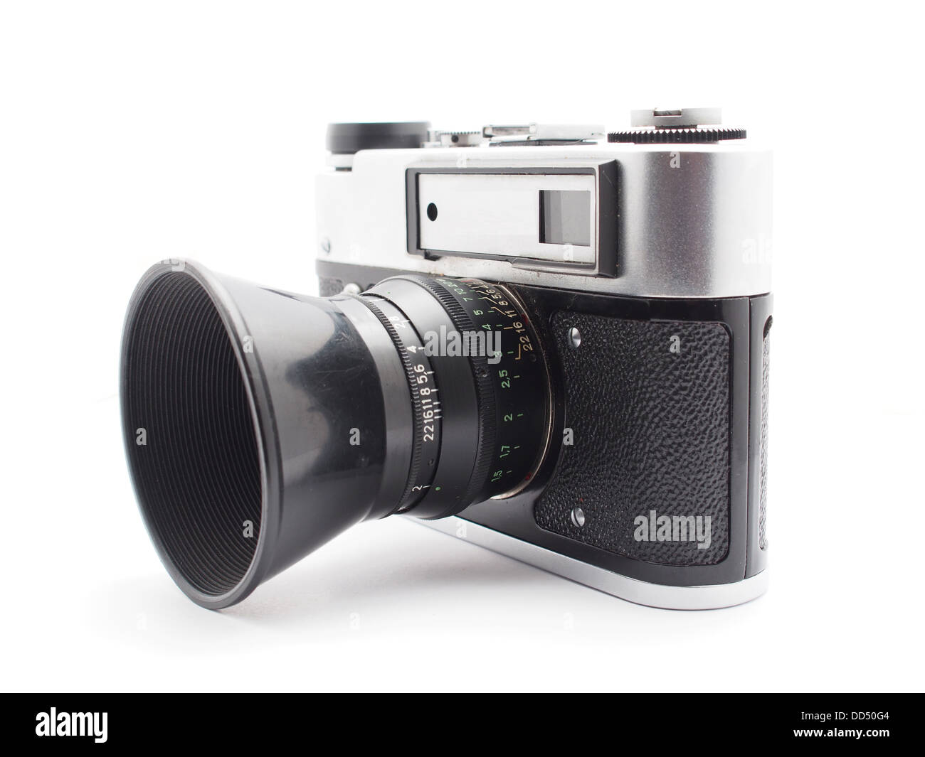 Alte Kamera auf weißem Hintergrund Stockfoto
