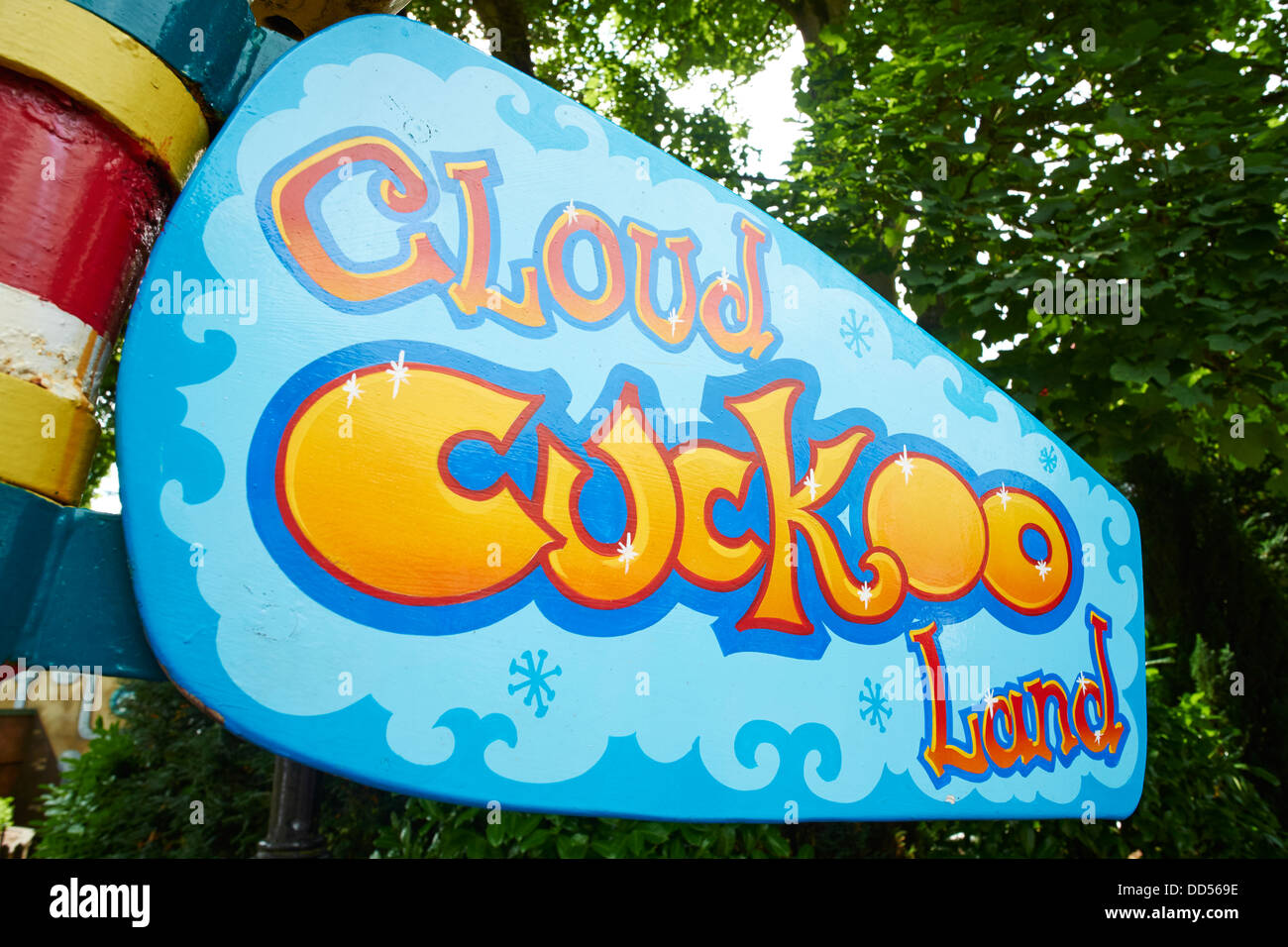 Cloud Cuckoo Land Zeichen Alton Towers Staffordshire UK Stockfoto