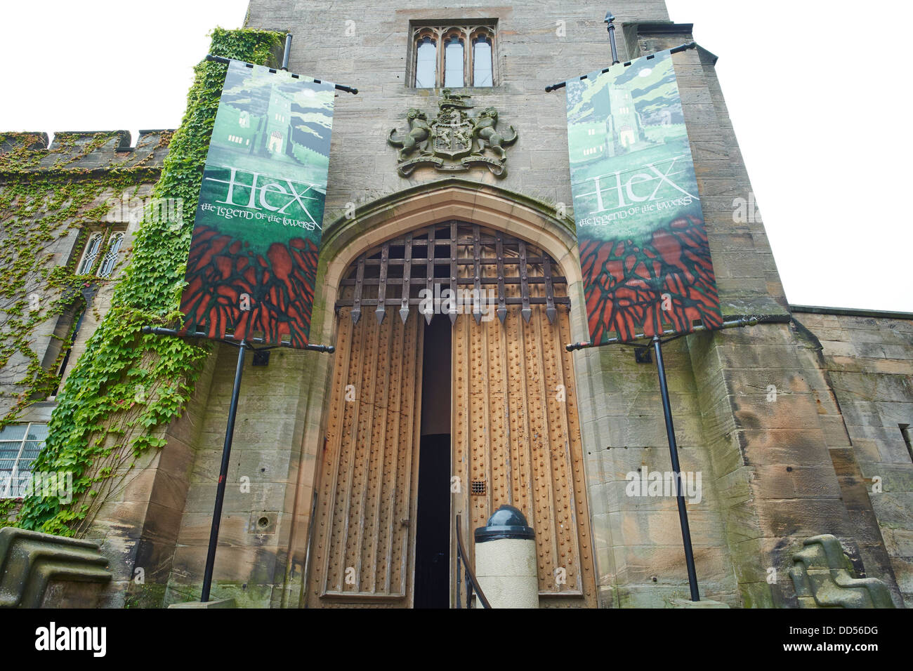 Eingang zum Hex Türme Alton Towers Staffordshire UK Stockfoto