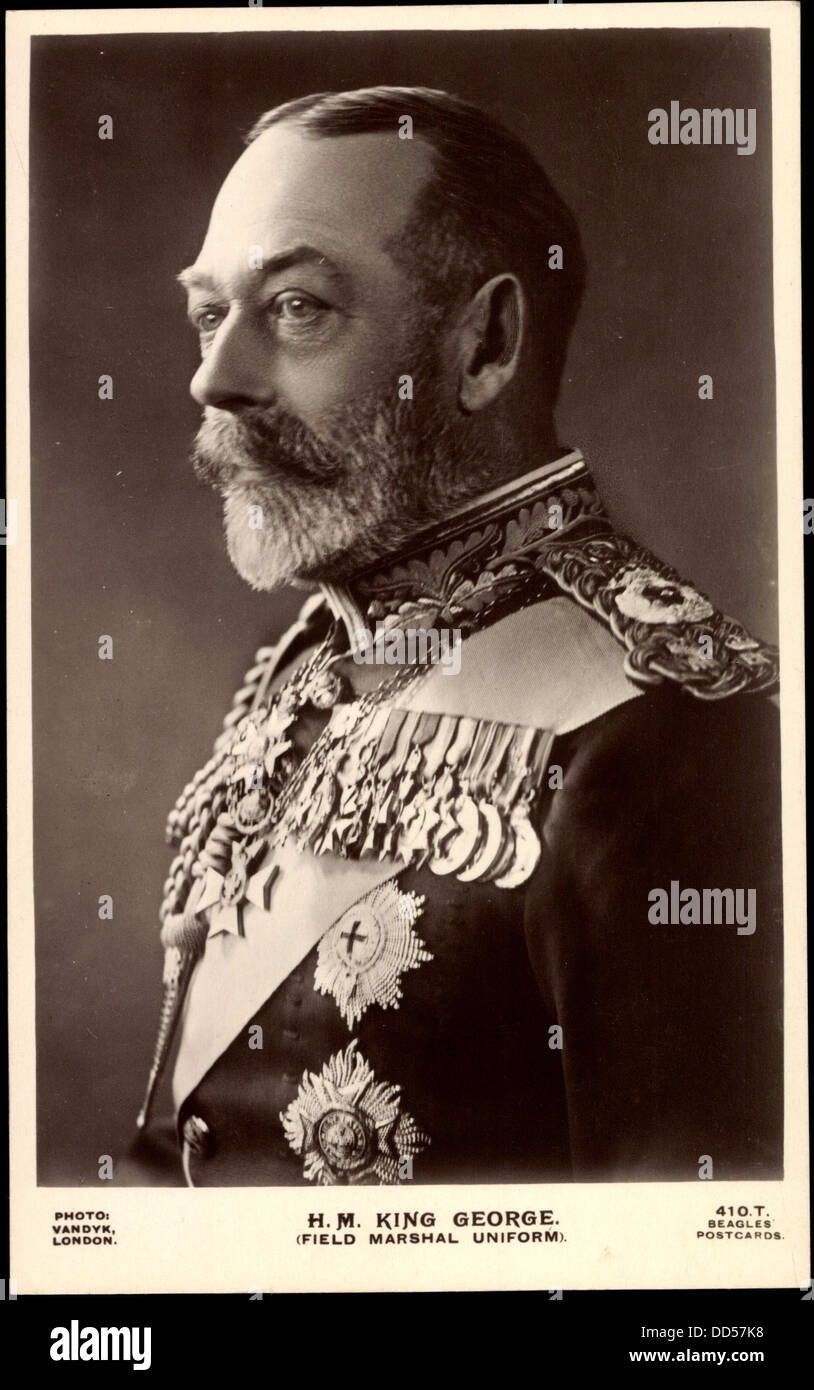 AK HM König George, Feldmarschall Uniform, Portrait, Dekoration; Stockfoto
