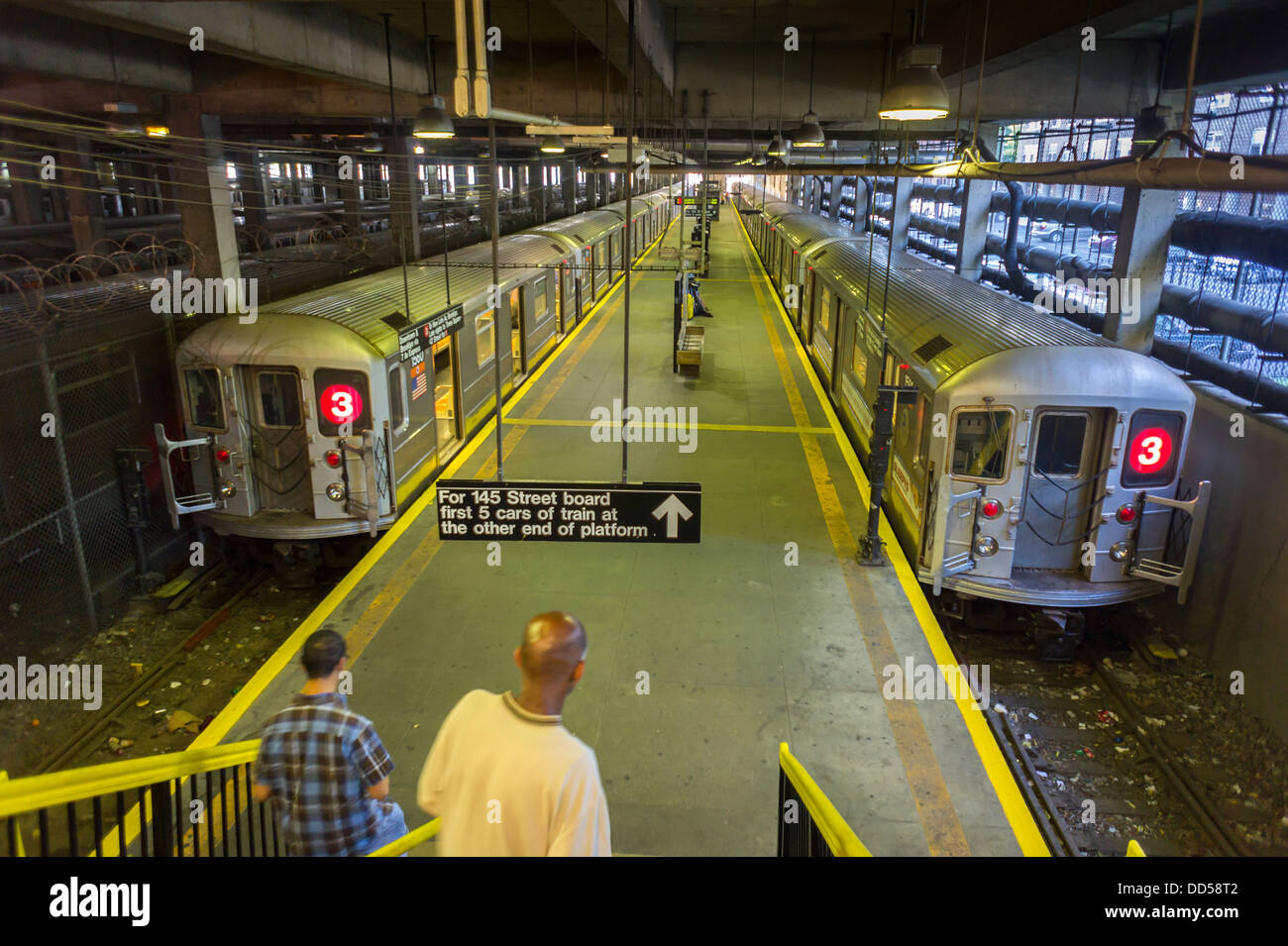 Nummer 3 Züge am 148. Street-Lenox Terminal Terminal in Harlem Stockfoto