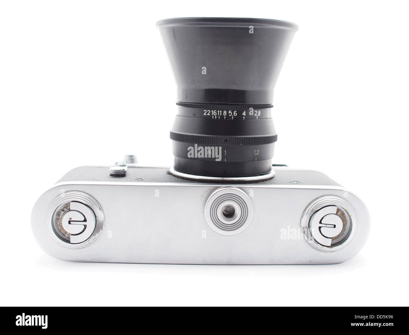Alte Kamera auf weißem Hintergrund Stockfoto