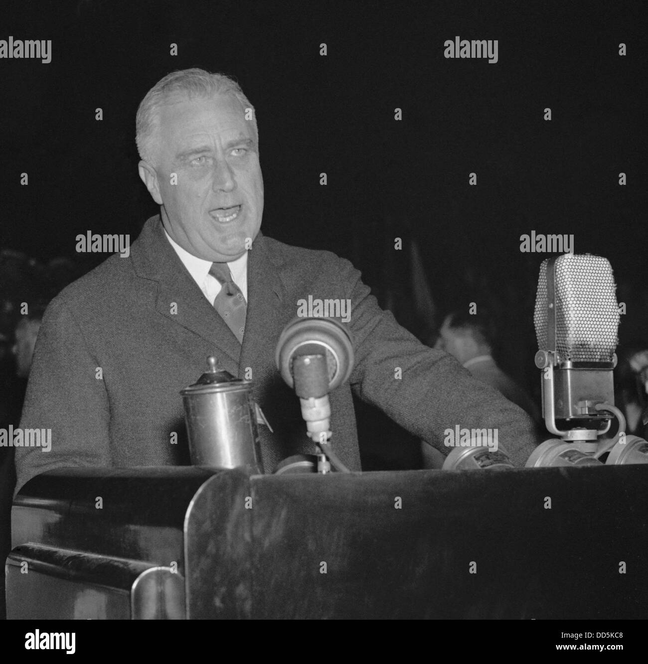 Präsident Franklin d. Roosevelt angreifen der oberste Gerichtshof in einer Rede 17. September 1937. FDR adressierte die Nation aus der Stockfoto