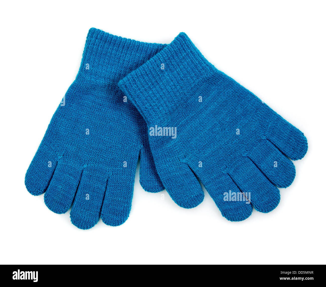 Winter-blau stricken Handschuhe isoliert auf weißem Hintergrund. Stockfoto